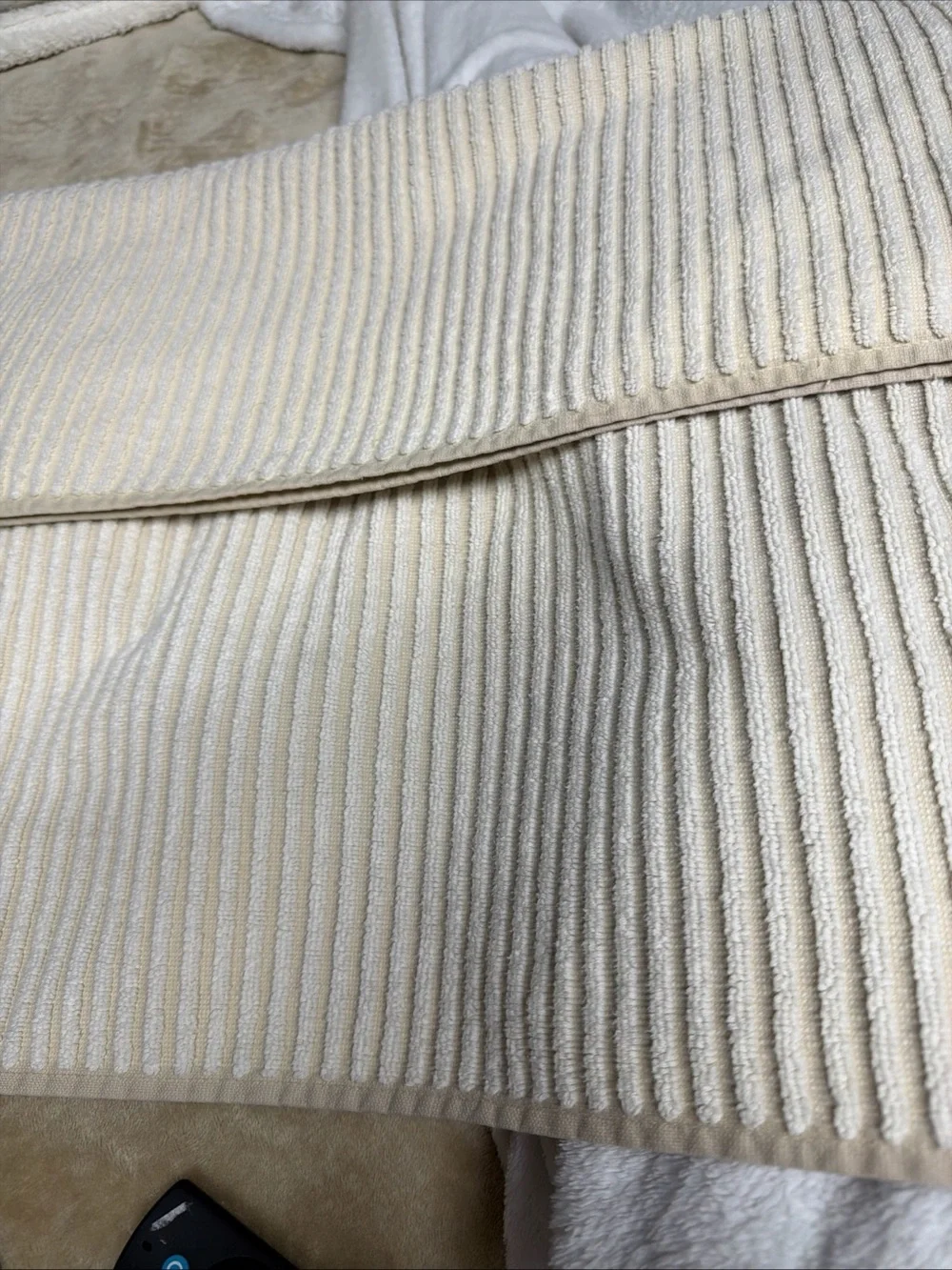 BIANCA Cream Ribbed 100% Cotton bath towel 26.5”x 54” luxurious